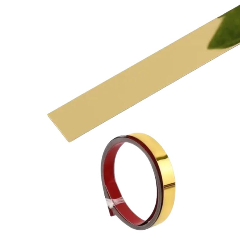 

1PC 5m/196.85inch Gold Wall Sticker Stainless Steel Flat Decorative Lines Titanium Mirror Wall Ceiling Edge Strip Living Room De 5mx1cm золотий