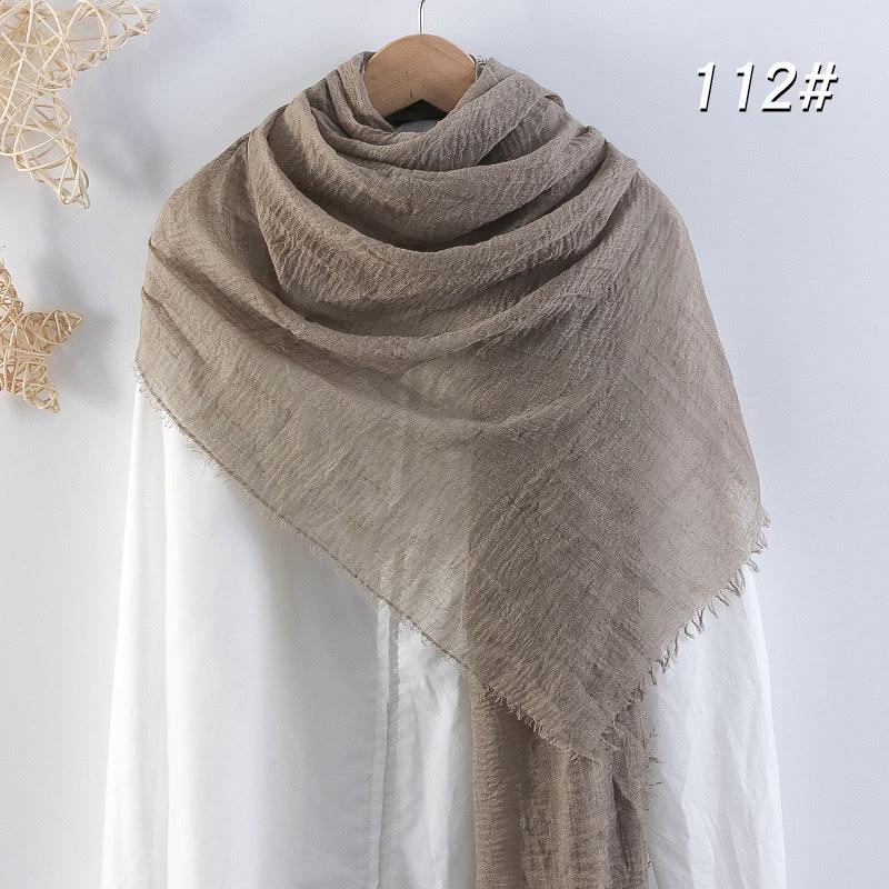Sciarpa da donna in cotone lino seta - Per tutte le stagioni, colore unito, versatile foulard per testa e parasole