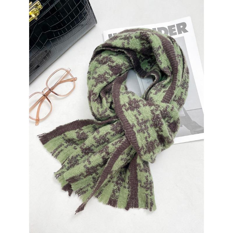 

Осень и зима 100% шерстяной тканый шарф женский серебряный шелковый клетчатый шарф с бахромой теплый шарф 190cm