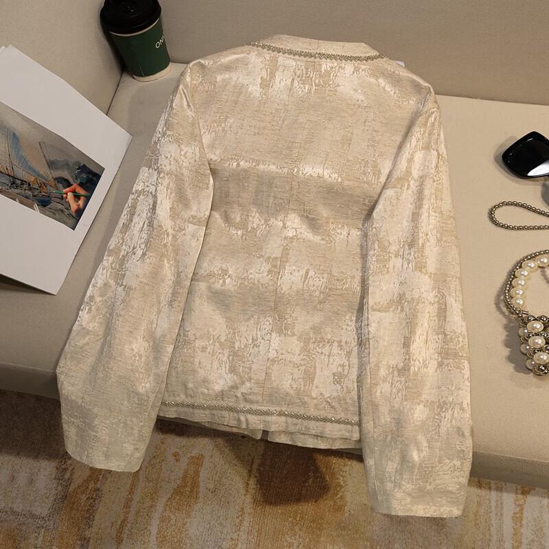 Women's Linen Blend Sequin Embellished Long Sleeve Jacket