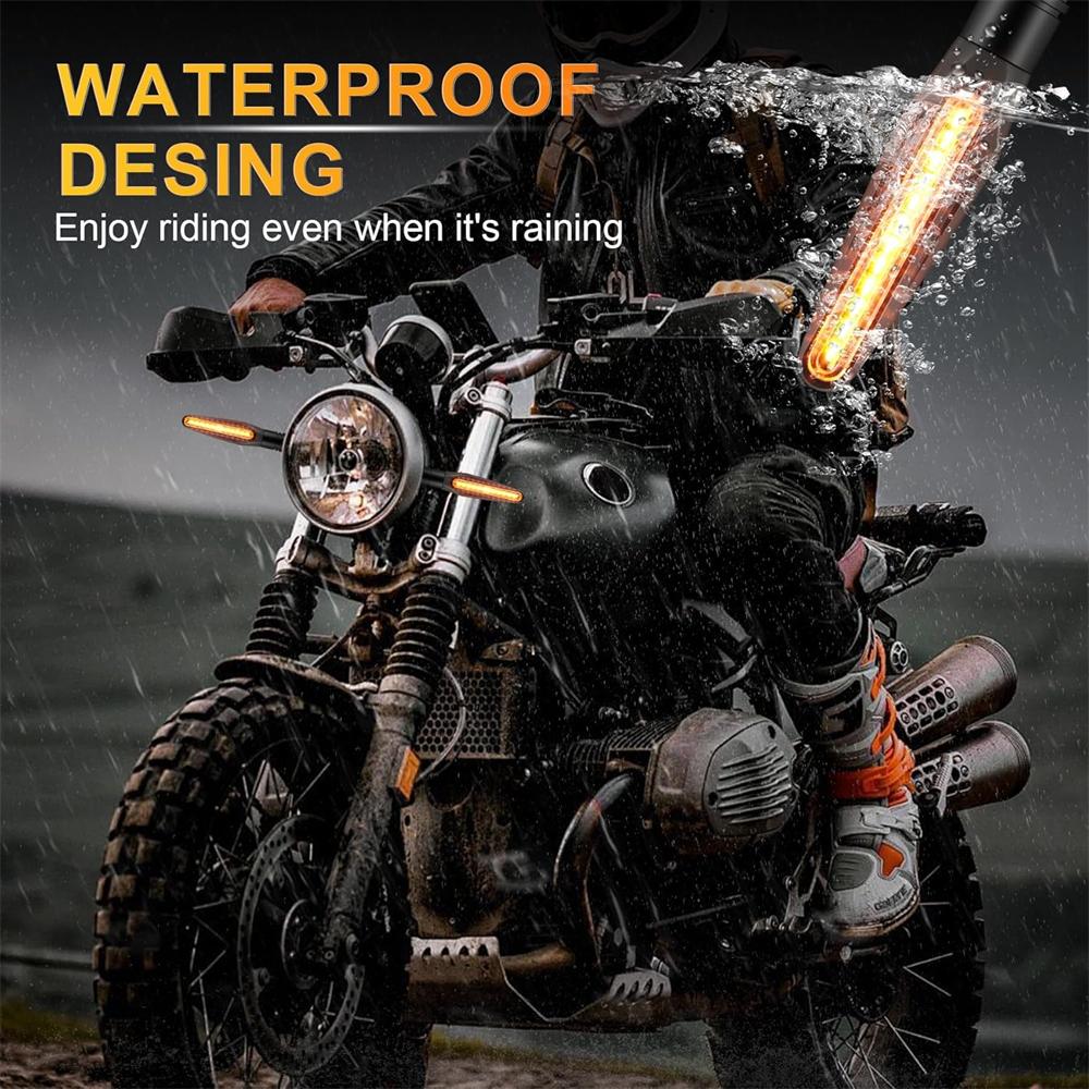 Super Bright 4PCS Motorcycle Indicators Flowing LED Turn Signal Lights 12V for Motorbike Scooter Quad Cruiser Off Road, Amber Yellow