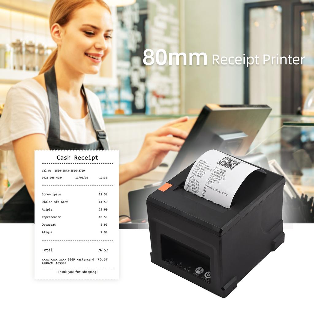 80-mm-USB+LAN-Belegdrucker, POS-Drucker mit automatischer Schneidevorrichtung, Desktop-Thermodirektdruck