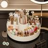 360-Degree Rotating Makeup Organizer Cosmetic Storage Box with Makeup Brush Holder Round Vanity Organizer for Skincare Perfumes Lotions