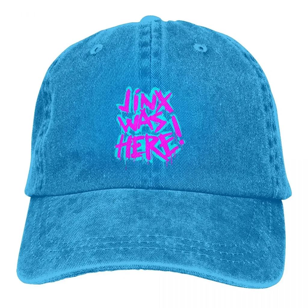 Washed Men's Baseball Cap JINX WAS HERE Cool Trucker Snapback Cowboy Caps Dad Hat Arcane League Of Legends LOL Game Golf Hats