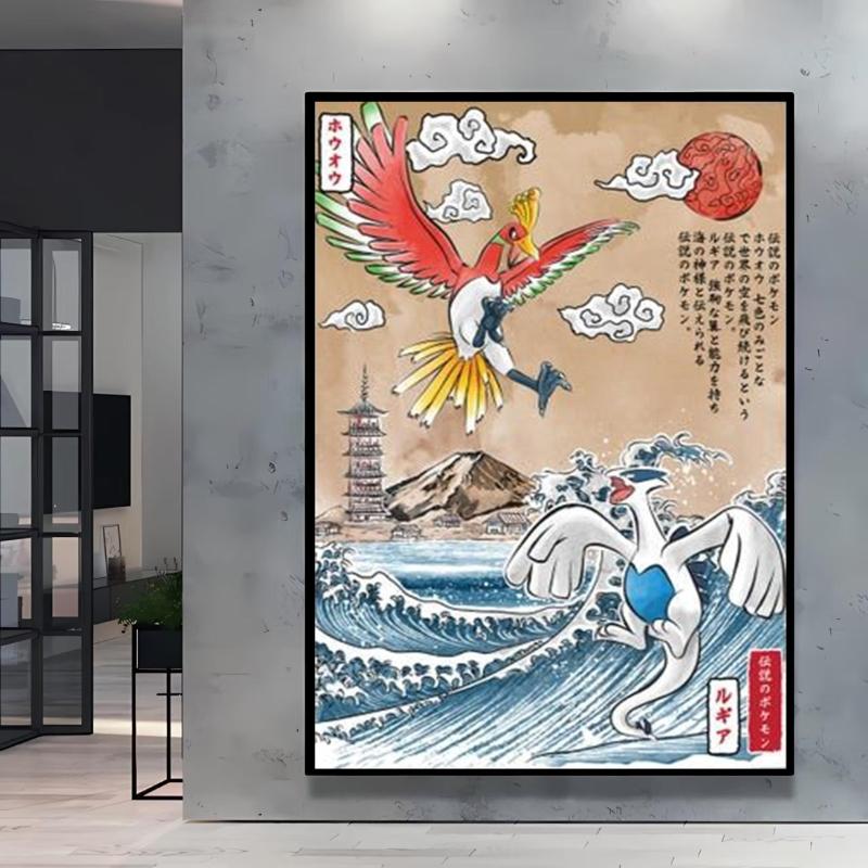 Poster and Painting  Mewtwo Charizard Christmas Gifts Home Room Picture Wall Art Classic Spray Printing Canvas Painting
