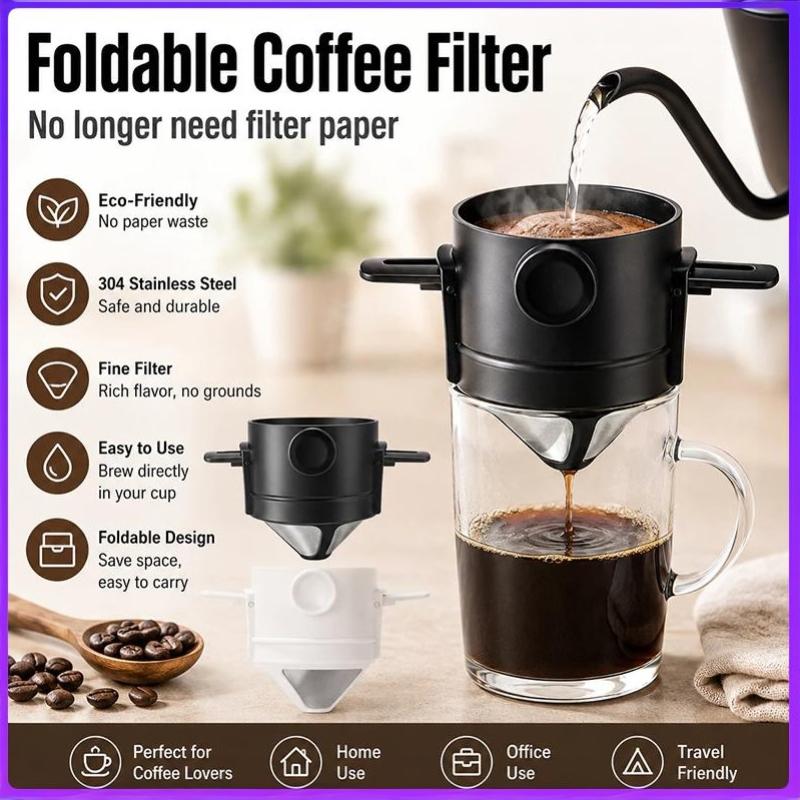 Collapsible Coffee Filter Portable Stainless Steel Drip Coffee Tea Holder Funnel Basket Reusable Tea Pot Holder Coffee Dripper