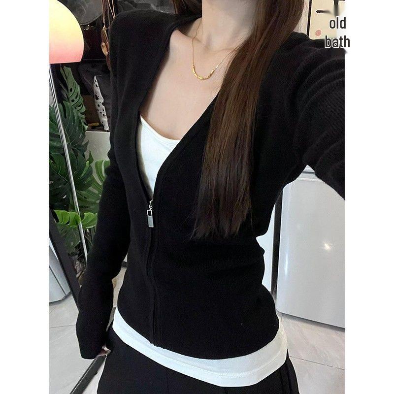 

Женская рубашка на молнии в американском стиле с цветными блоками: Приталенный крой, Длинный рукав, Дизайн для весны/осени XL (Recommended 111-125 kg)