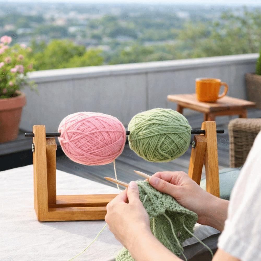 Rotating Wool Storage Rack Detachable Frame Handmade Yarn Spool Organizer Wooden Wire Winding Rack Tailoring Supplies
