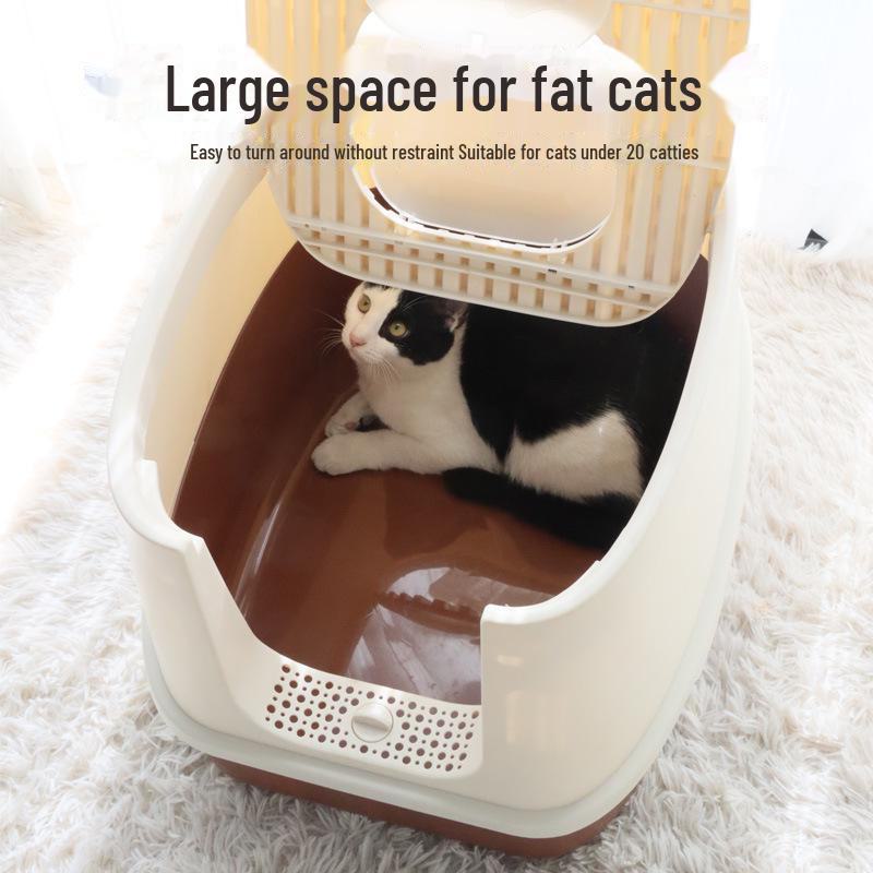 Geschlossene Übergröße Katzentoilette, Spritzwassergeschützt, Einstieg & Ausstieg von oben, Anti-Heraustragen, Deodorant.