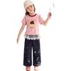 LUSON Girls' Cartoon Color-Block Short Sleeve T-Shirt