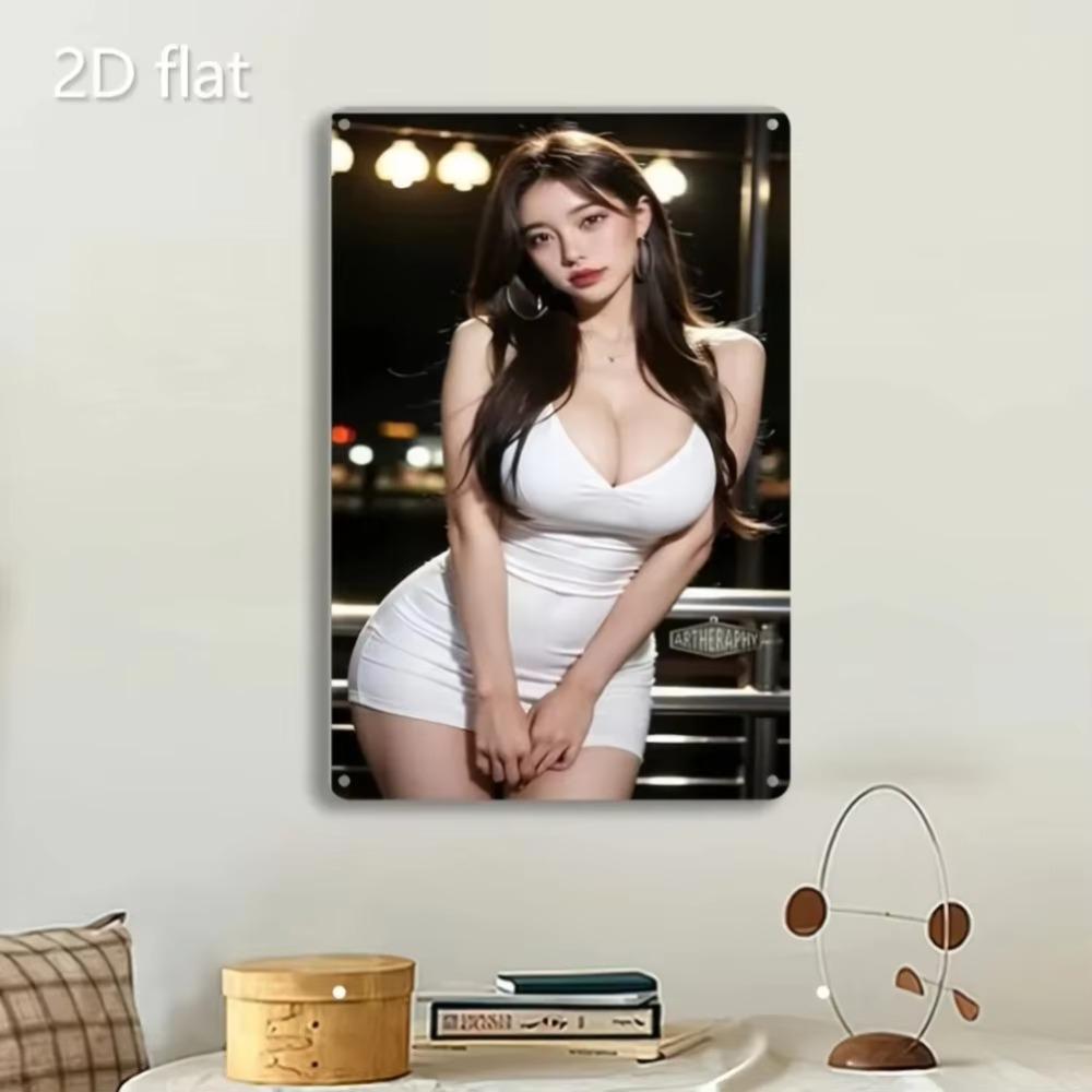2D Flat Tin Sign Portrait Weatherproof Metal Wall Art Decor for Indoor Outdoor