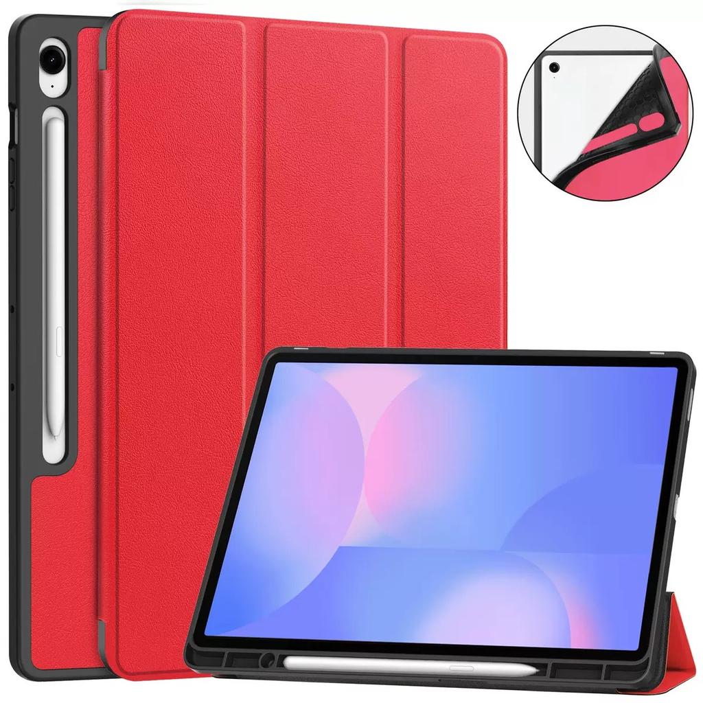Trifold Stand Slim TPU Leather Magnetic Smart Flip Case for Samsung Galaxy Tab S10 Fe Plus 13.1 Inch SM-X620 With Pen Holder