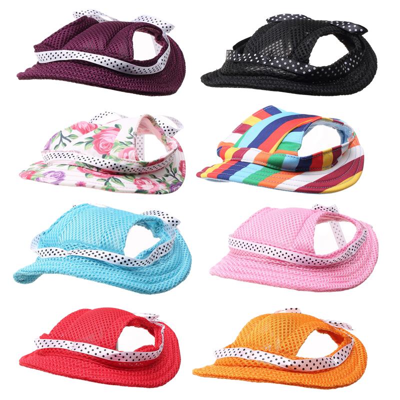 Pet Dog Hat Summer Sunscreen Hat Baseball Cap Outdoor Sports Hat With Ear Holes Adjustable For Small Medium Dogs Cats Caps