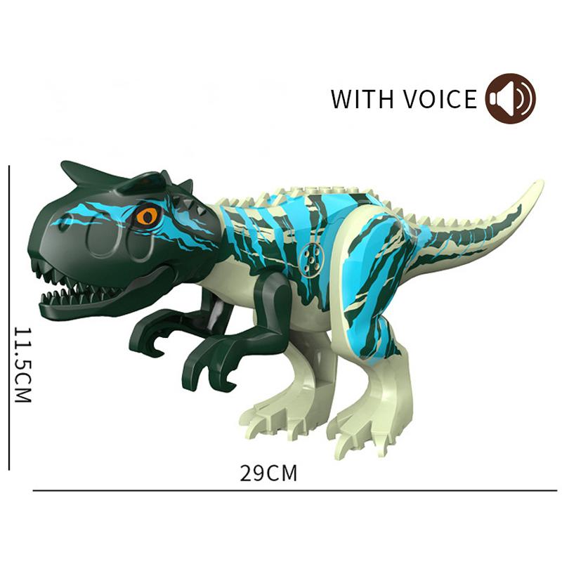 With Sound Assembled Building Blocks Dinosaur World T-Rex Velociraptor Triceratops Jurassic Animal Model Bricks Figure Toys Gift