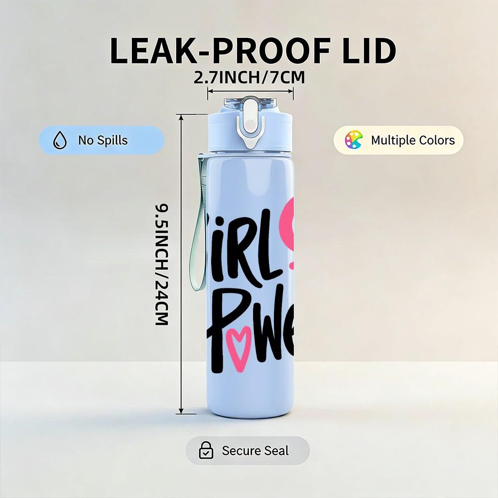 1PC Girl Power Feminist 750ml Color Plastic Sports Water Bottle Leakproof Flip Straw Lid Suitable for Sports Office Home Use