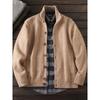 Nordic Order! Alpaca Wool + Wool Blend High-End Men's Stand-Up Collar Thick Knitted Cardigan Sweater Jacket for Winter