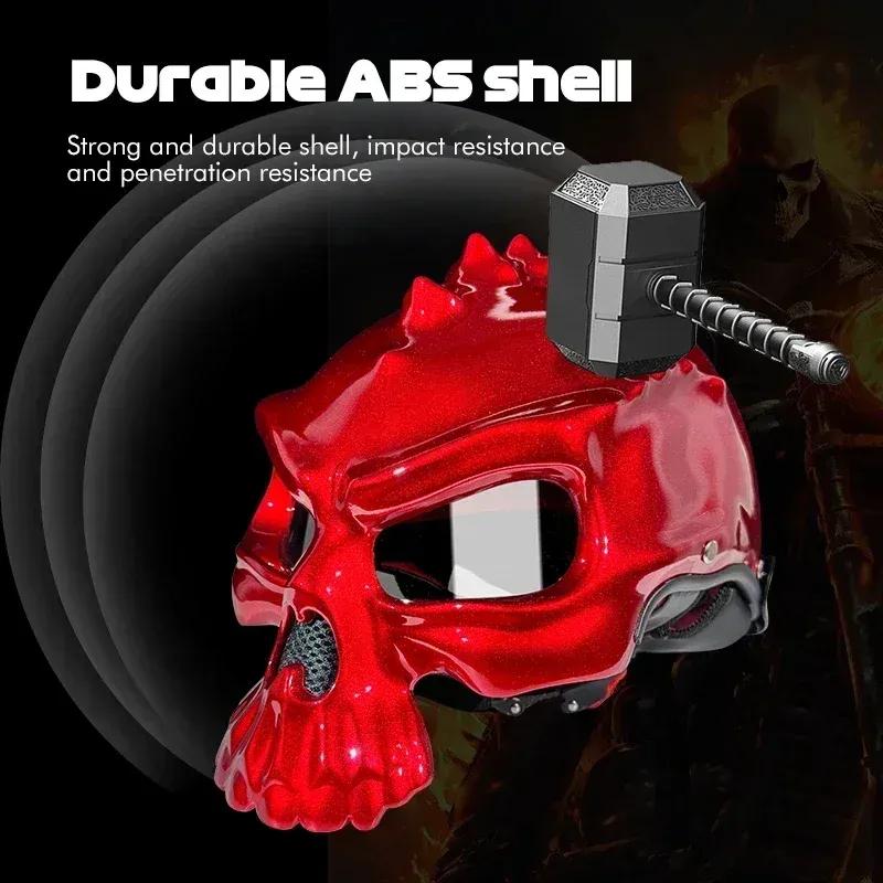 Stylish DOT/ECE Certified Skeleton Motorcycle Half Helmet - Lightweight & Breathable Bike Helmet for Men & Women, Skull Design,