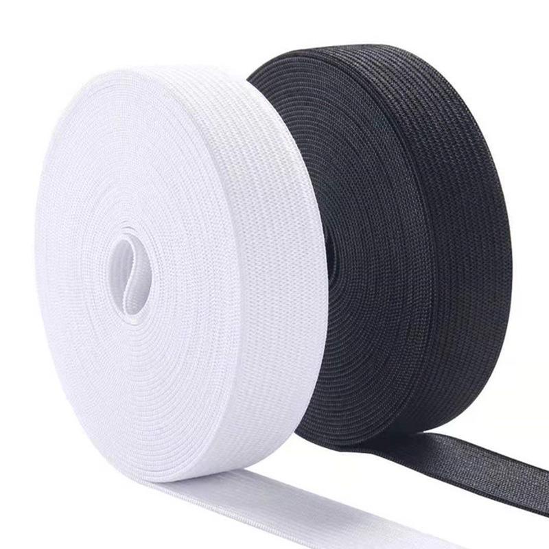 Witte Klittenbandrand Elastische Band voor Beschermende Kleding - Zwart Effen Plat, Gemiddelde Dikte