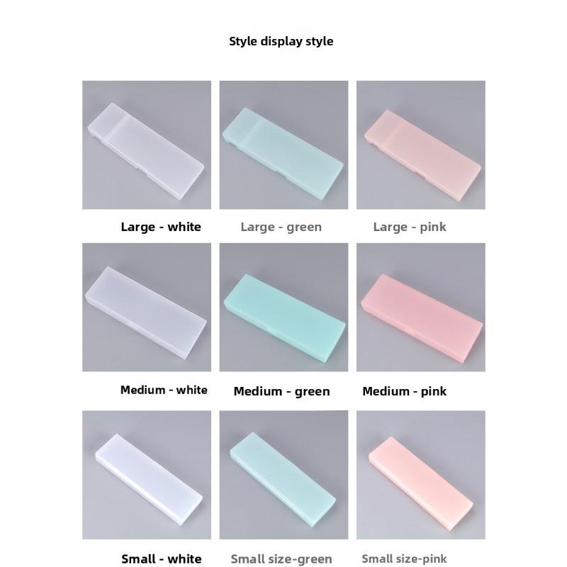 Simple and Multi-functional Creative Solid Color Pencil Case Pp Translucent Matte Storage Pencil Case Stationery Case 18.2*6.3*2.5cm белый
