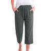 Women High Waist Wide Leg Cropped Pants with Drawstring Elastic Waistband Lightweight Breathable Quick Dry Casual Sports Trousers