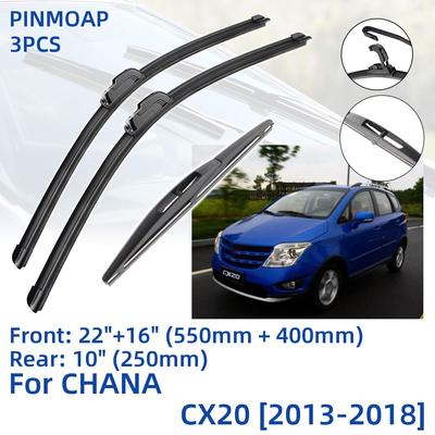 3PCS para CHANA CX20 2013-2018 22"+16"+10" lâminas de limpador de para-brisa dianteiro e traseiro acessórios de cortador de janela de para-brisa 2013 2014 2015 2016 2017 2018