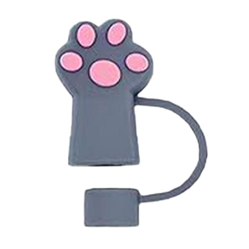 6pcs Durable Cat Claw Straw Seal Decoration Household Dust-Proof Straws Plugs Set Durable Drinkware Accessory for Cup