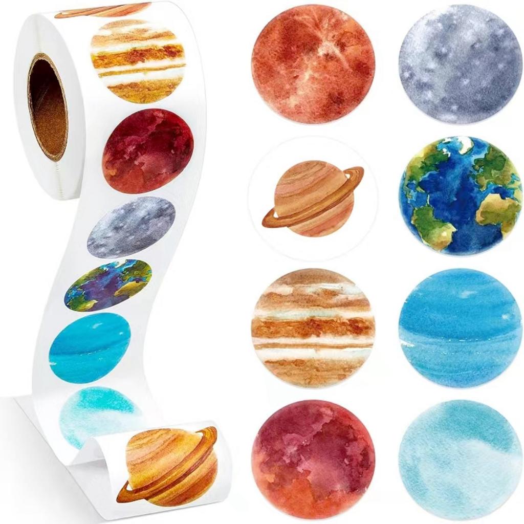 500 Pcs/roll Animal Stickers Teacher Reward Stickers Cute Animal Space Stickers School Supplies Incentives Roll Sticker 1 inch