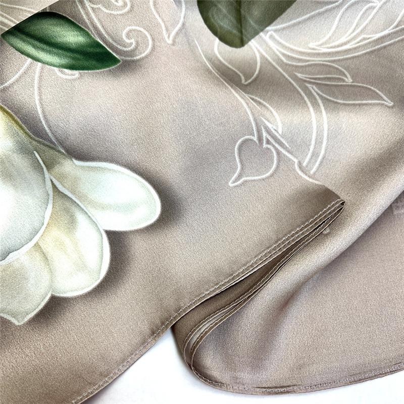 53*170cm High-grade 100% Mulberry Silk Scarf Lotus Luxury Shawl Neckerchief Gift Spring Autumn for Women