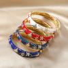 Fashion Multicolour Enamel Butterfly Bangle Creative Printing Flower Shiny Zircon Hollow Out Bracelet Fashion Jewelry 2025 New