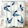 Blue Iris Print Shower Curtain Waterproof Bath Decor Home Decoration Customizable Size Available Bathroom Curtains