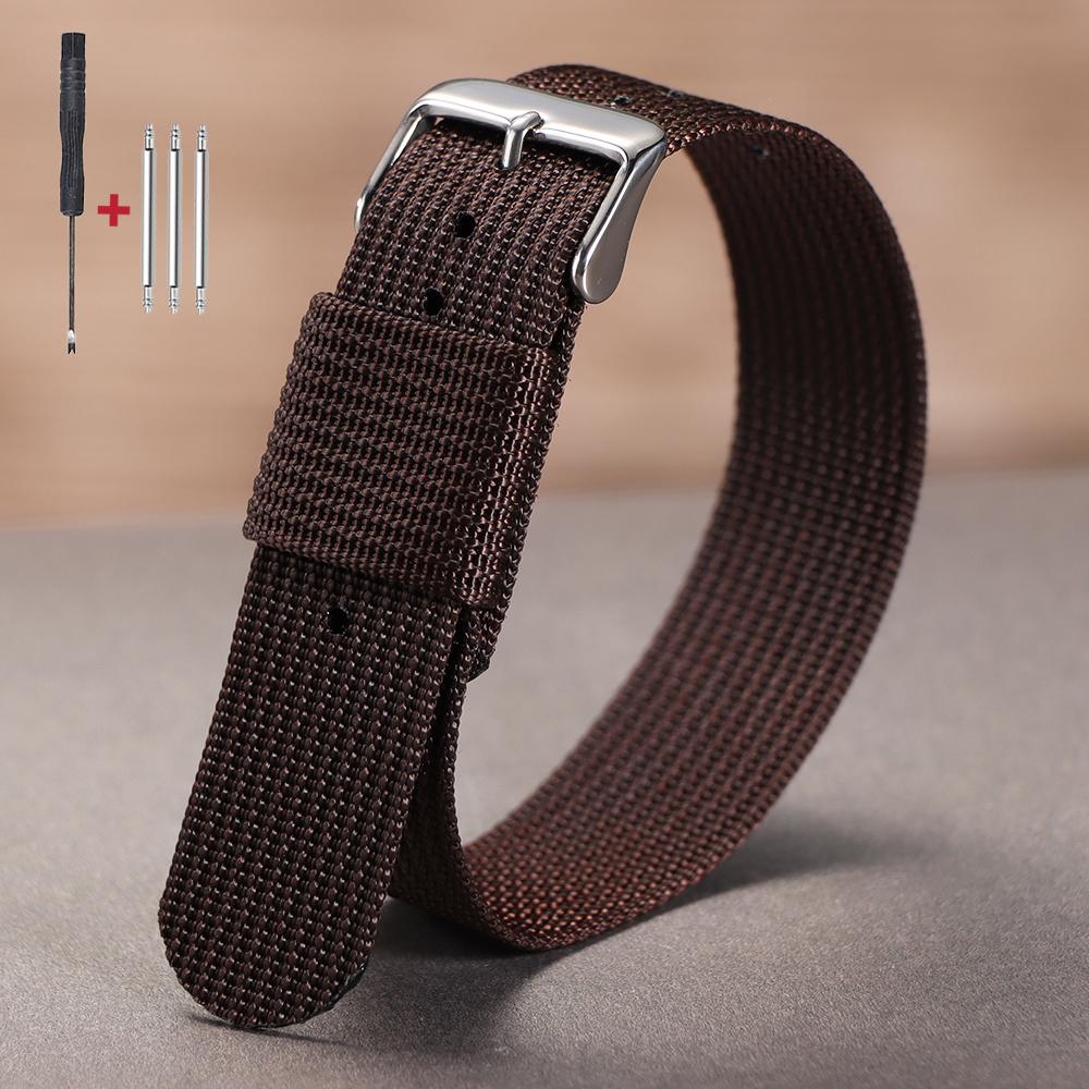 

Army Sports Breathable Nylon Watch Band 18/20/22mm Braided Nylon Strap for Seiko Men s Fabric Nylon Bracelet Wristbelt for Omega 18mm&Silver Buckle коричневый