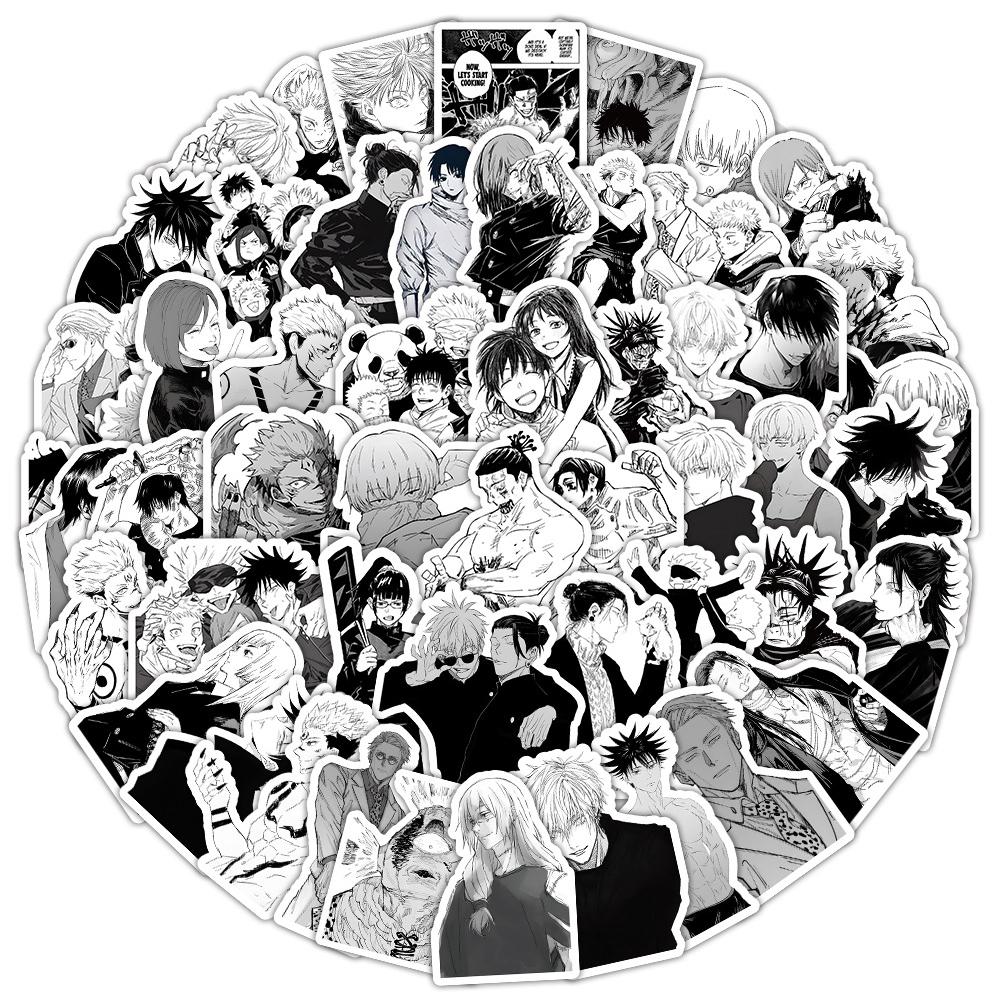 10/30/50/100pcs Jujutsu Kaisen Anime Stickers Cartoon Sticker DIY Phone Notebook Suitcase Cool Black White Manga Decals Packing
