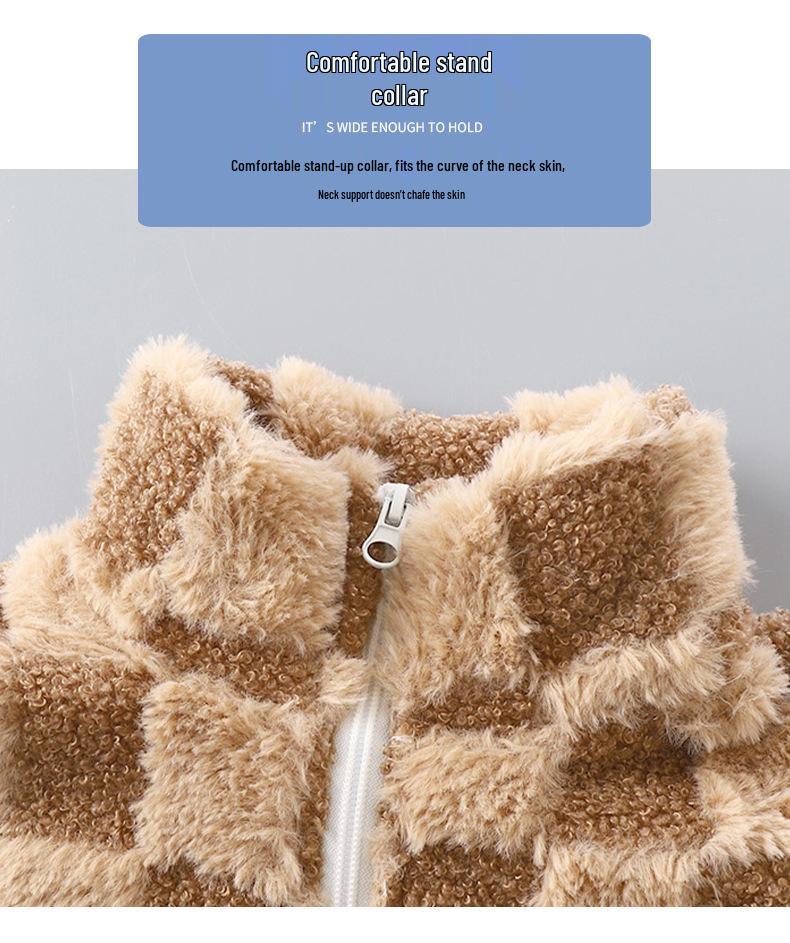 Kids' Fleece-Lined Zipper Cardigan: Warm Stand-Up Collar Jacket for Boys & Girls, Perfect for Fall & Winter