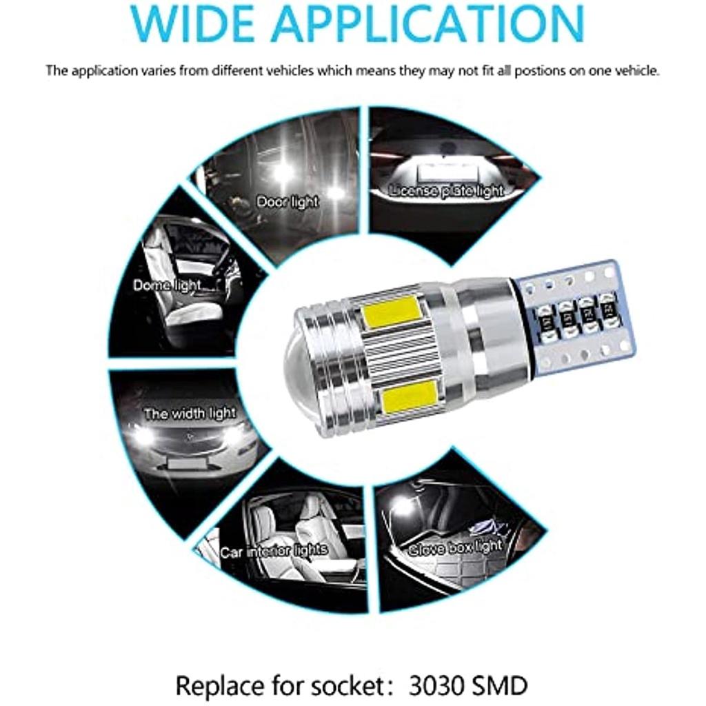 Plafoniera auto LED T10 W5W (Lumină Led Auto) Potrivit pentru luminile plăcuțelor de înmatriculare lumini laterale lumini de poziție și lumini de tavan (4 buc).