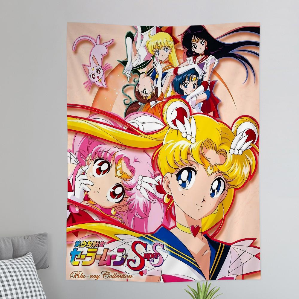 Sailor Moons Comic Cover Hanging Bohemian Tapestry Hanging Tarot Hippie Wall Rugs Dorm Japanese Tapestry
