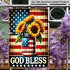 2D Flat 1pc Vintage American Flag & Sunflowers Metal Wall Decor - Rustic Farmhouse Decoration with GOD BLESS Mason Jar - Distressed Vintage Look