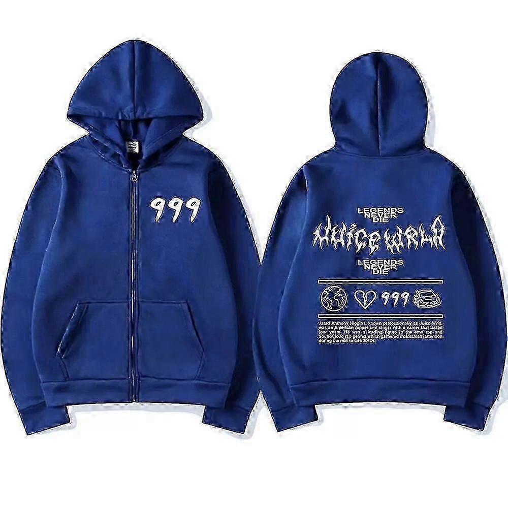 Rappare Juice Wrld 999 Retro Dragkedja Huvtröjor Herr Dam Mode Hip Hop Tröjor med dragkedja Träningsjacka Casual Jacka med huva Streetwear