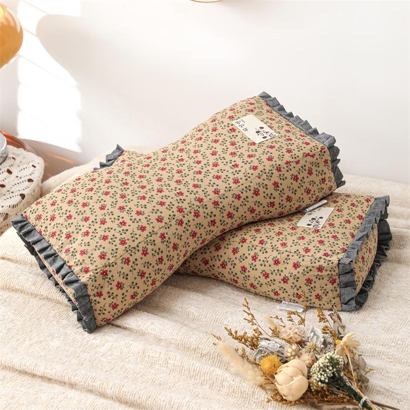 

Все хлопковые маленькие цветочные подушки из чистого хлопка с гречневой шелухой, подушки для талии, подушки в форме шеи, подушки для сна, односпальные, из чистой гречневой шелухи 50 * 22cm