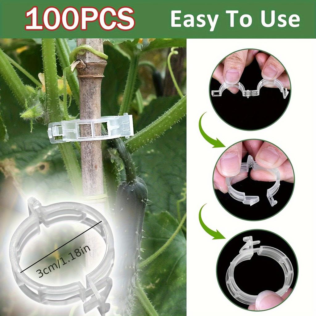 100Pcs Plant Fixing Clip - Plastic Lattice Plant Support Clip for Support, Grape and Tomato Vines, Vegetable Plants