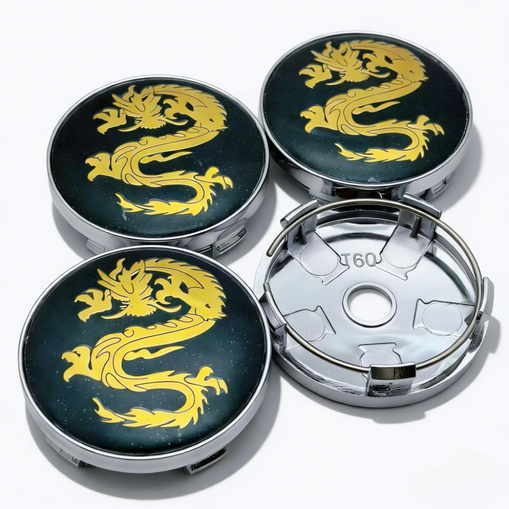 4pcs/Set 60MM 56MM Dragon Logo Emblem Car Wheel Center Caps Wheels Hub Cap Dragons Badge Rim Hubcaps Dust Cover Car Accessories