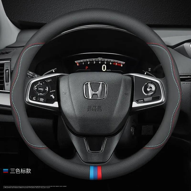 Leather Car Steering Wheel Cover for Honda CRV Ridgeline HRV Prologue URV Accord ZRV Odyssey WRV BRV Accord Pilot Fit Passport