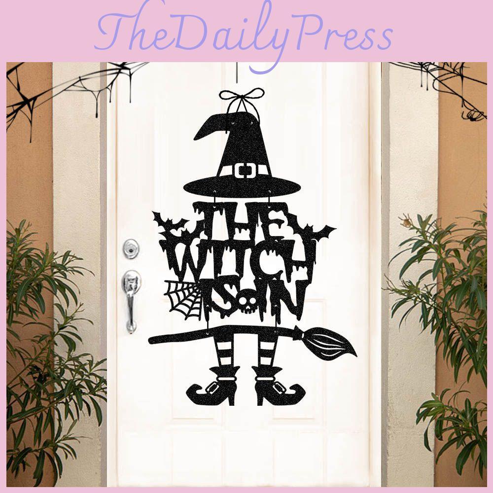 Halloween Door Hanging Decorations With Witch And Bat Design For Haunted House And Party