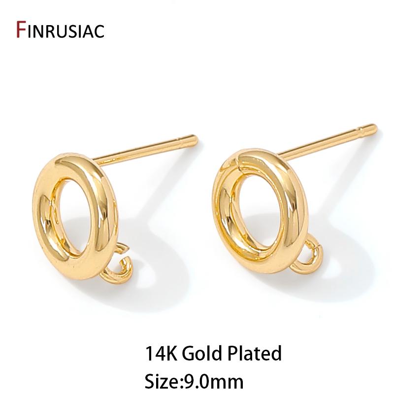 

Supplies For Earring Making,14k Gold Plated Brass Round Stud Earring Hooks Earrings Findings Components DIY Jewellery Craft 1 pair