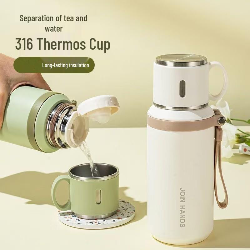 Premium 316 Stainless Steel Thermal Mug with Tea Separation, Large Capacity & Portable Handle