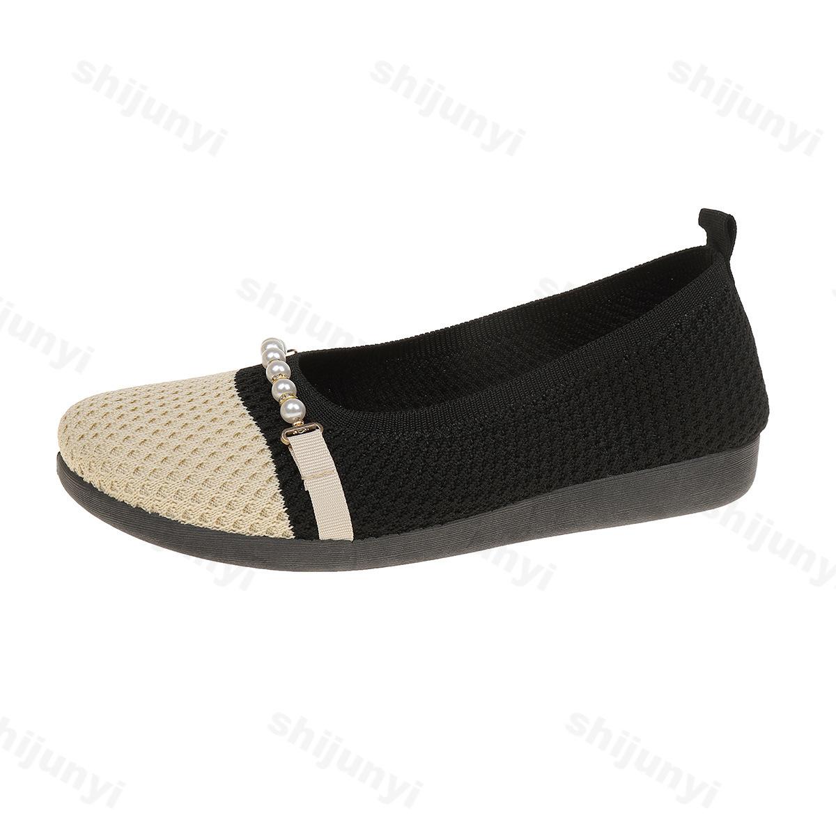 

Мода 2025 Осень Новые Ретро Цветные Блоки Неглубокий Вырез Повседневная Одинарная Обувь для Женщин Мягкая Подошва Удобные Дышащие Слипоны Балетки 36 чёрный