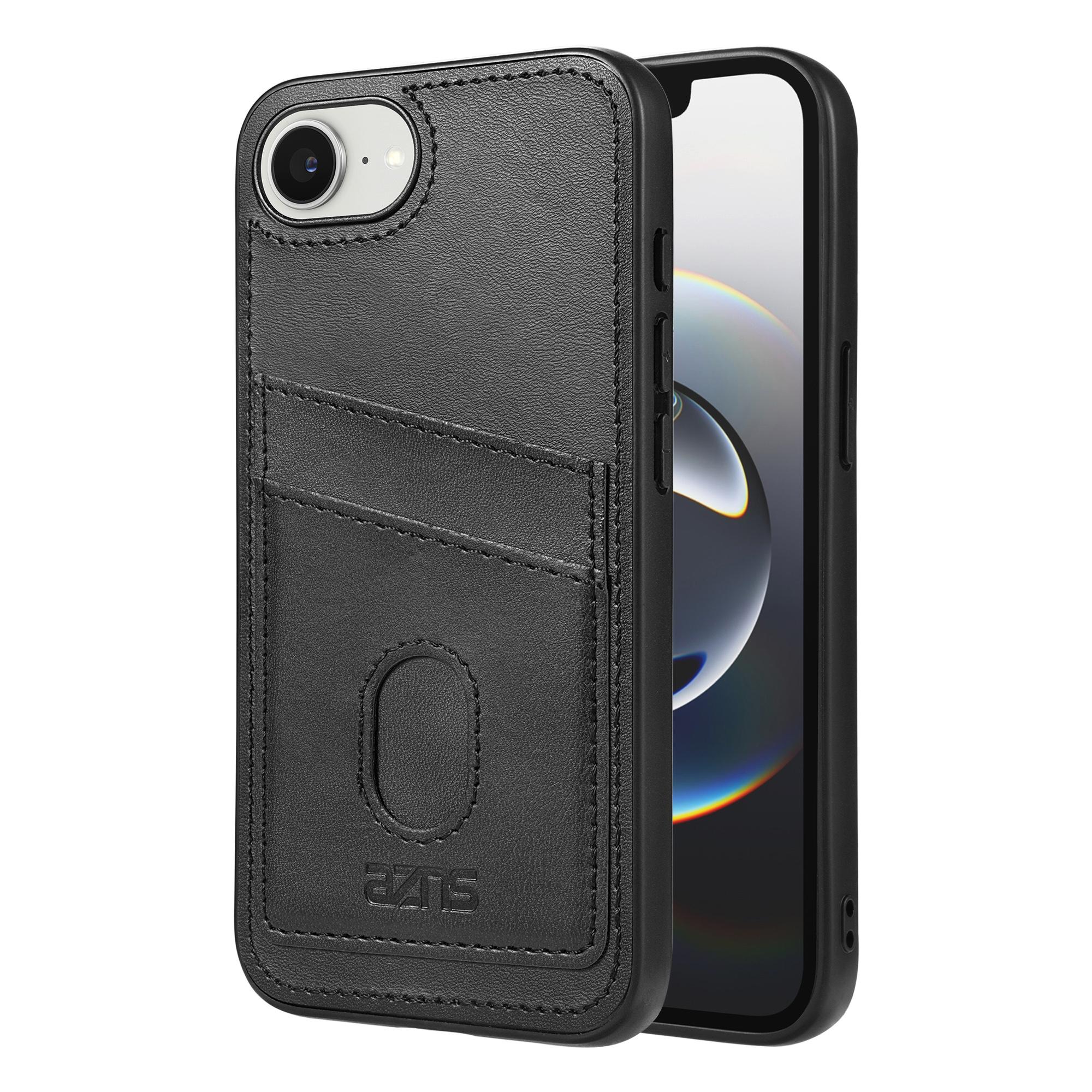 

AZNS K1 Series For iPhone 16e Case Calf Texture Anti-Drop PU+TPU Phone Cover Black