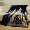 Illuminated Skyscrapers with Golden Spires Against a Starry Night Sky. for All Seasons Blanket Lunch Break Throw Gift