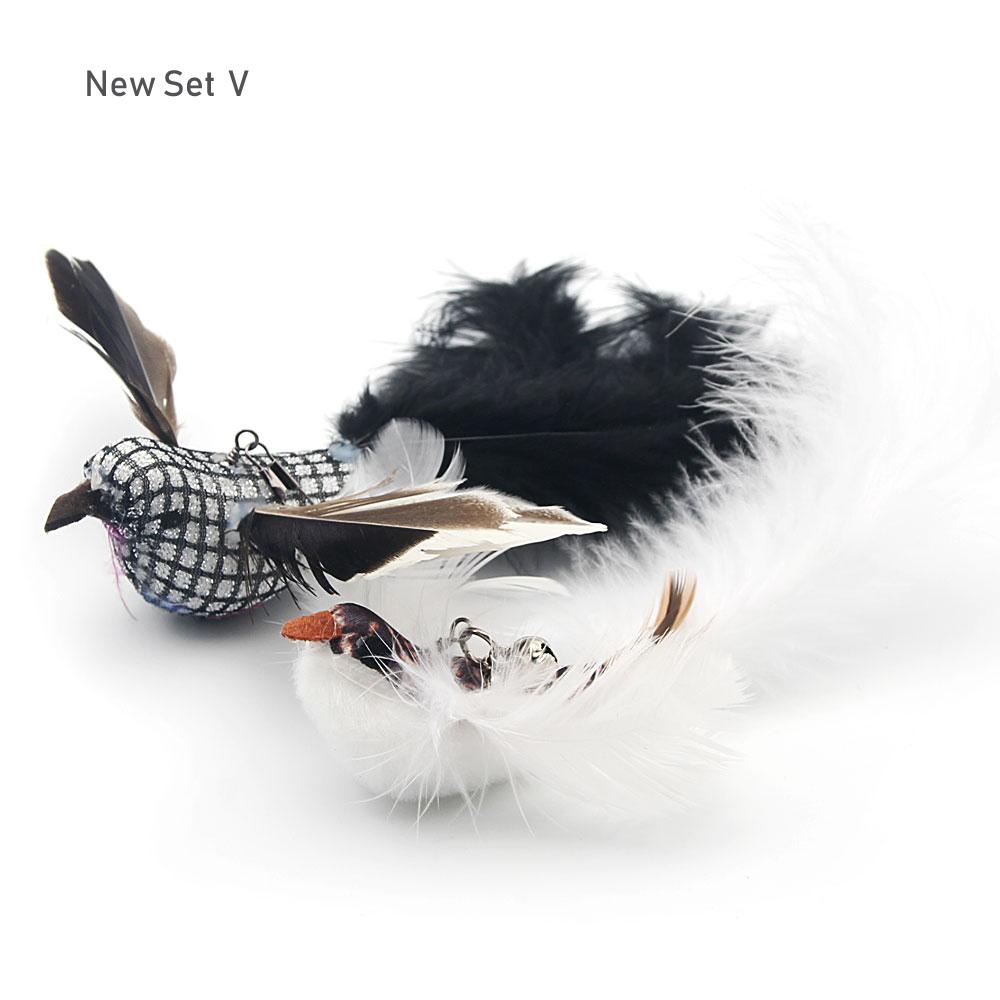 2PCS Fake Bird Accessories oF Funny Cat Stick Feather Cat Toy Cat Teaser Stick DIY Pet Toy
