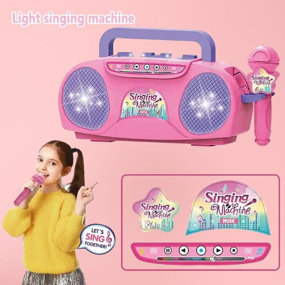 Portable Kids Microphone Karaoke with Lights Music Instrument Toys  For Girl Boy