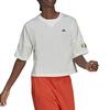 adidas Alphabet Logo Print Crop Round Neck Short Sleeve T-Shirt Damen Tops Weiß H67199
